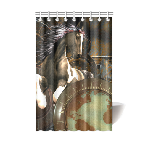 Steampunk, awesome horse with clocks and gears Shower Curtain 48"x72"