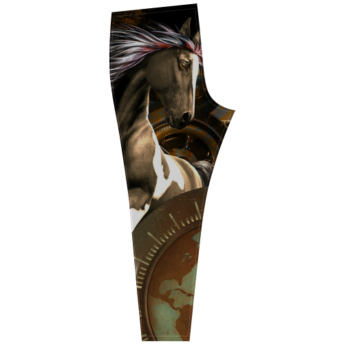 Steampunk, awesome horse with clocks and gears Cassandra Women's Leggings (Model L01)