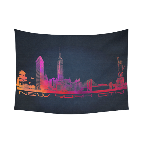 New York City skyline 4 Cotton Linen Wall Tapestry 80"x 60"
