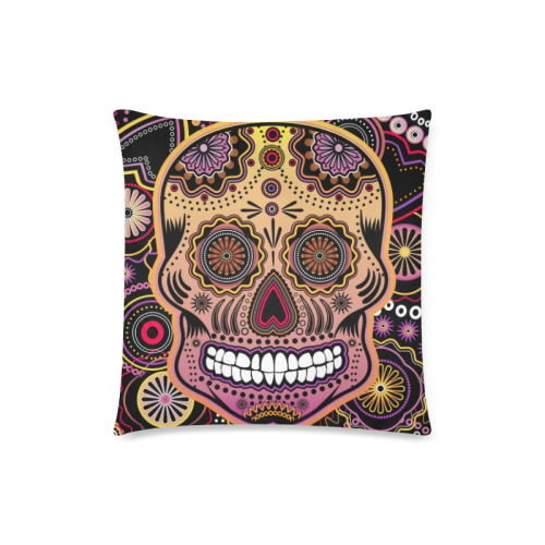 candy sugar skull Custom Zippered Pillow Case 18"x18" (one side)