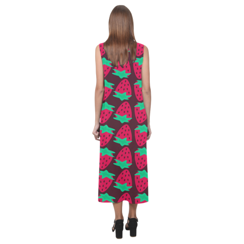 Strawberry Pattern Phaedra Sleeveless Open Fork Long Dress (Model D08)