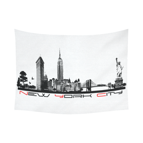 New York City skyline 6 Cotton Linen Wall Tapestry 80"x 60"