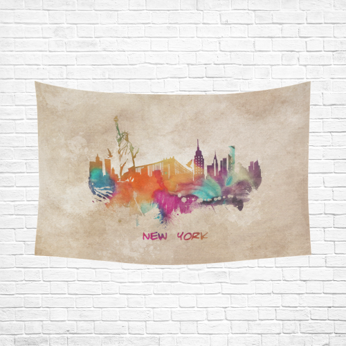 New York City skyline 1 Cotton Linen Wall Tapestry 90"x 60"