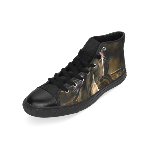 Steampunk, awesome horse with clocks and gears Men’s Classic High Top Canvas Shoes /Large Size (Model 017)