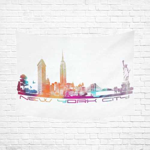 New York City skyline 5 Cotton Linen Wall Tapestry 80"x 60"