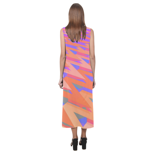 3-D Pastel Chevrons Phaedra Sleeveless Open Fork Long Dress (Model D08)