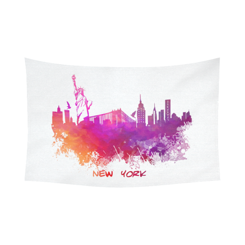 New York City skyline 7 Cotton Linen Wall Tapestry 90"x 60"