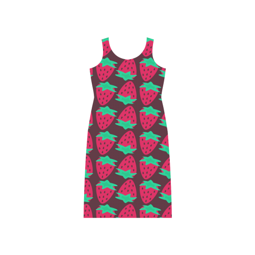 Strawberry Pattern Phaedra Sleeveless Open Fork Long Dress (Model D08)