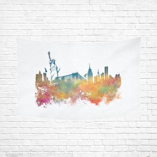 New York City skyline 3 Cotton Linen Wall Tapestry 90"x 60"