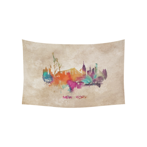 New York City skyline 1 Cotton Linen Wall Tapestry 60"x 40"