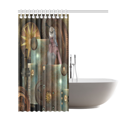 Steampunk, rusty metal and clocks and gears Shower Curtain 69"x72"