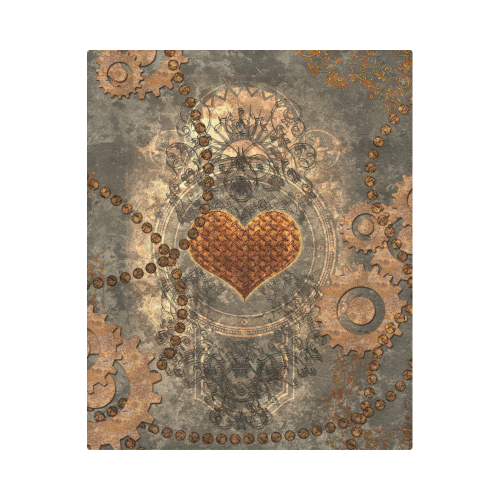 Steampuink, rusty heart with clocks and gears Duvet Cover 86"x70" ( All-over-print)