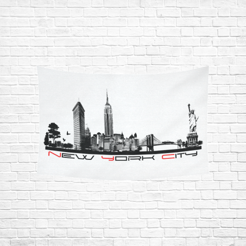 New York City skyline 6 Cotton Linen Wall Tapestry 60"x 40"