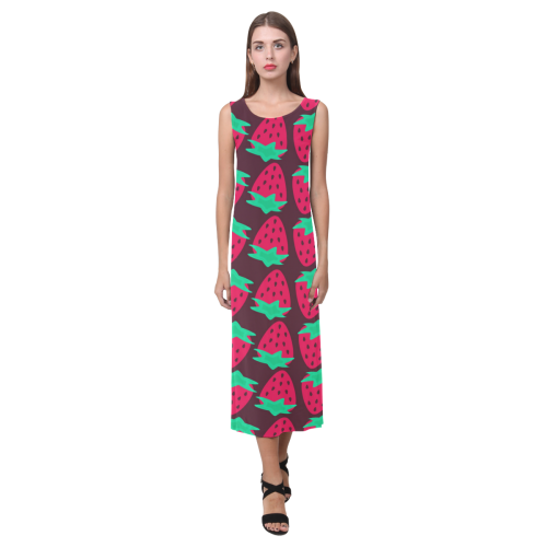 Strawberry Pattern Phaedra Sleeveless Open Fork Long Dress (Model D08)
