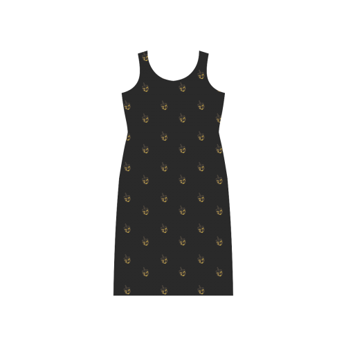 HOLIDAYS +: Golden Hanukkah Dreidel Phaedra Sleeveless Open Fork Long Dress (Model D08)