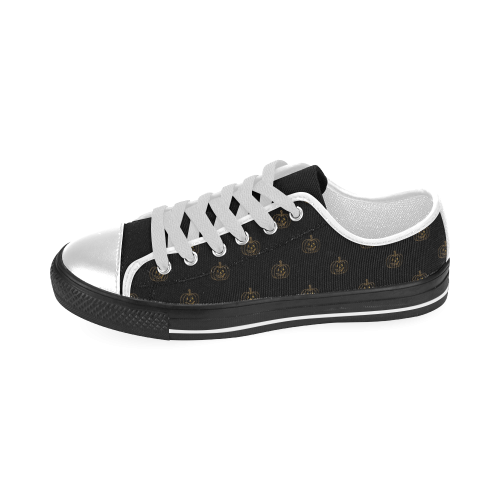 HOLIDAYS +: Golden Pumpkins on Black Men's Classic Canvas Shoes (Model 018)