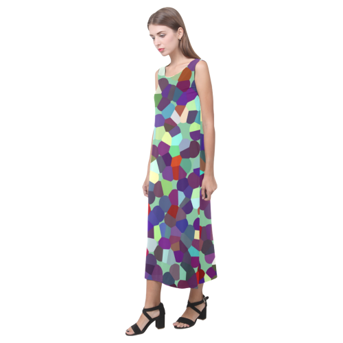 Rainbow Blobs Phaedra Sleeveless Open Fork Long Dress (Model D08)