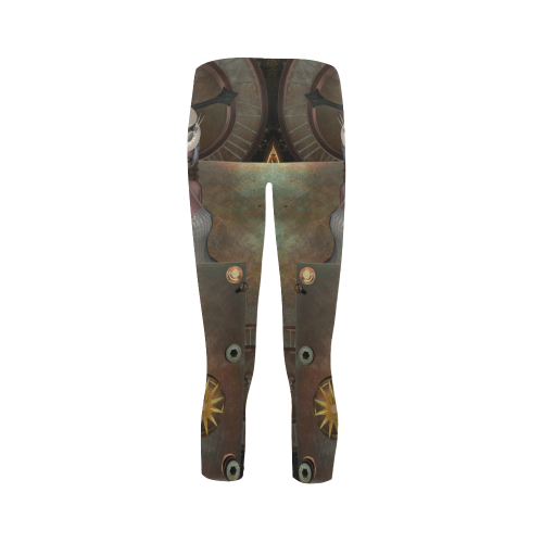 Steampunk, rusty metal and clocks and gears Capri Legging (Model L02)