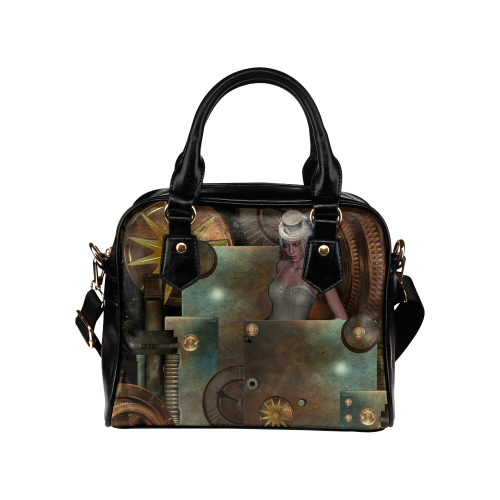 Steampunk, rusty metal and clocks and gears Shoulder Handbag (Model 1634)