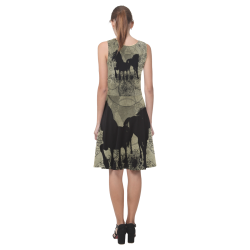 Beautiful horses, solhouette in black Atalanta Casual Sundress(Model D04)