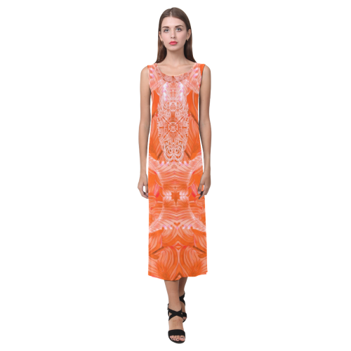 orange lace Phaedra Sleeveless Open Fork Long Dress (Model D08)