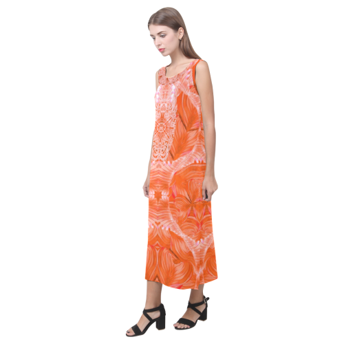 orange lace Phaedra Sleeveless Open Fork Long Dress (Model D08)