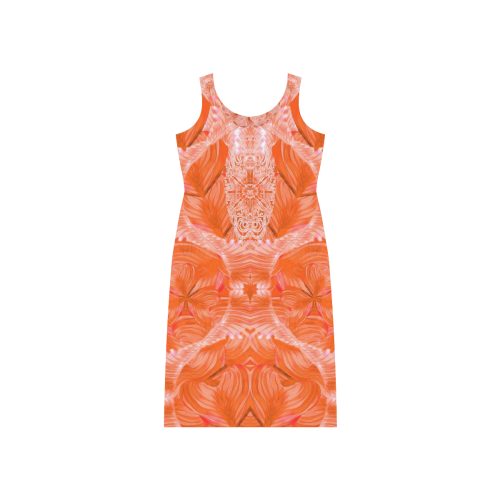 orange lace Phaedra Sleeveless Open Fork Long Dress (Model D08)