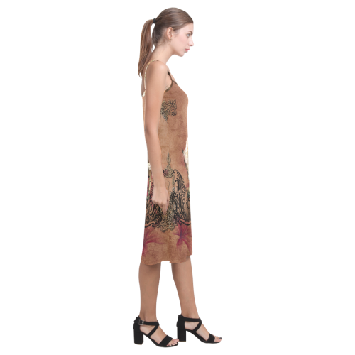 Amazing horse with flowers Alcestis Slip Dress (Model D05)