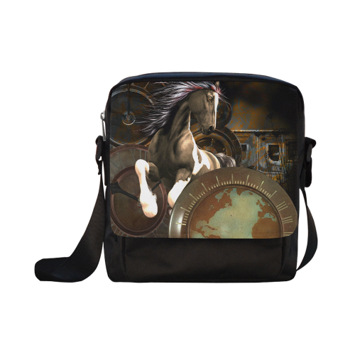 Steampunk, awesome horse with clocks and gears Crossbody Nylon Bags (Model 1633)