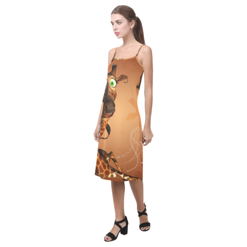Funny, cute giraffe Alcestis Slip Dress (Model D05)
