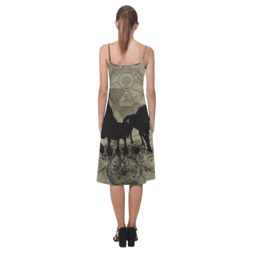 Beautiful horses, solhouette in black Alcestis Slip Dress (Model D05)