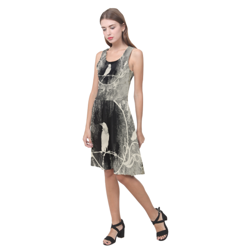 The crow with flowers, vintage design Atalanta Casual Sundress(Model D04)