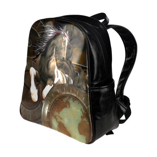 Steampunk, awesome horse with clocks and gears Multi-Pockets Backpack (Model 1636)
