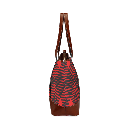 Red and black geometric  pattern,  with rombs. Tote Handbag (Model 1642)
