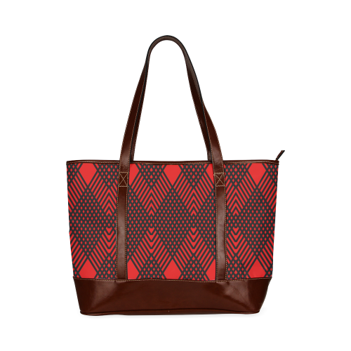 Red and black geometric  pattern,  with rombs. Tote Handbag (Model 1642)