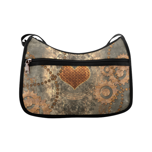 Steampuink, rusty heart with clocks and gears Crossbody Bags (Model 1616)