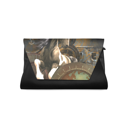 Steampunk, awesome horse with clocks and gears Clutch Bag (Model 1630)