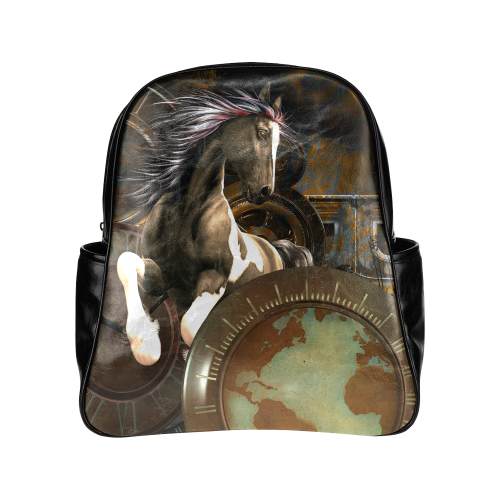 Steampunk, awesome horse with clocks and gears Multi-Pockets Backpack (Model 1636)