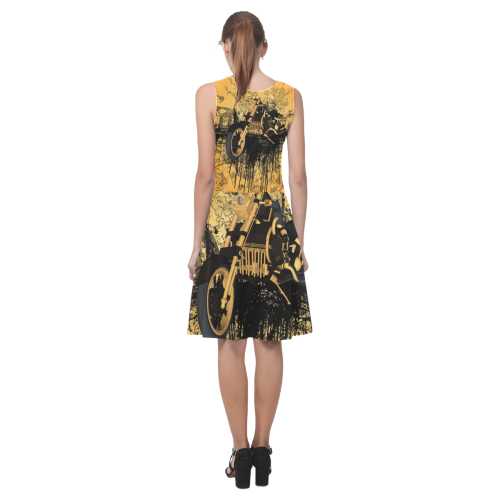 Steampunk, awesome motorcycle with floral elements Atalanta Casual Sundress(Model D04)
