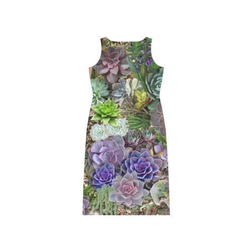 Succulent gardens Phaedra Sleeveless Open Fork Long Dress (Model D08)