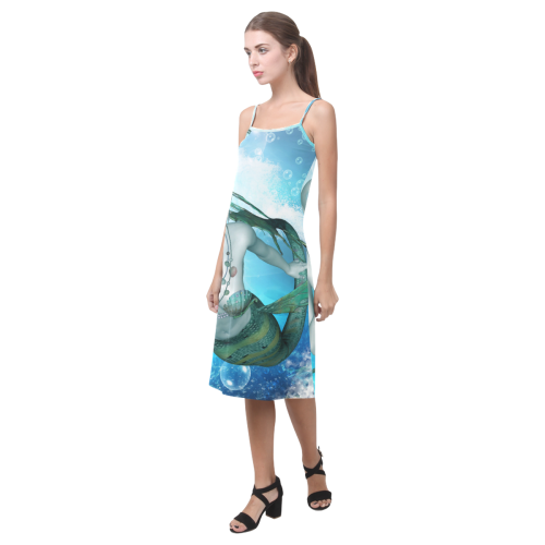 Wonderful mermaid in blue colors Alcestis Slip Dress (Model D05)