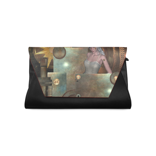 Steampunk, rusty metal and clocks and gears Clutch Bag (Model 1630)