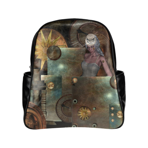 Steampunk, rusty metal and clocks and gears Multi-Pockets Backpack (Model 1636)
