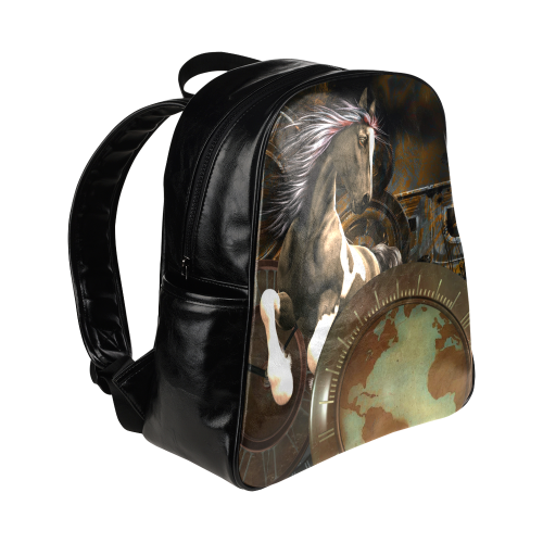 Steampunk, awesome horse with clocks and gears Multi-Pockets Backpack (Model 1636)