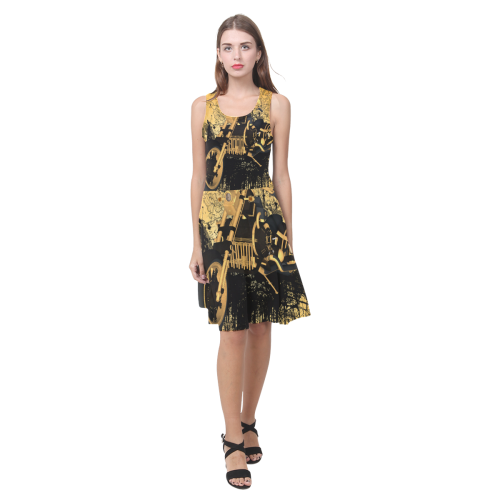 Steampunk, awesome motorcycle with floral elements Atalanta Casual Sundress(Model D04)