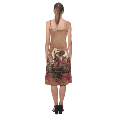 Amazing horse with flowers Alcestis Slip Dress (Model D05)