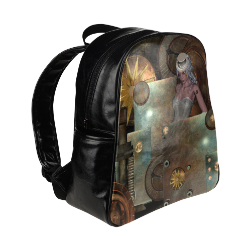 Steampunk, rusty metal and clocks and gears Multi-Pockets Backpack (Model 1636)