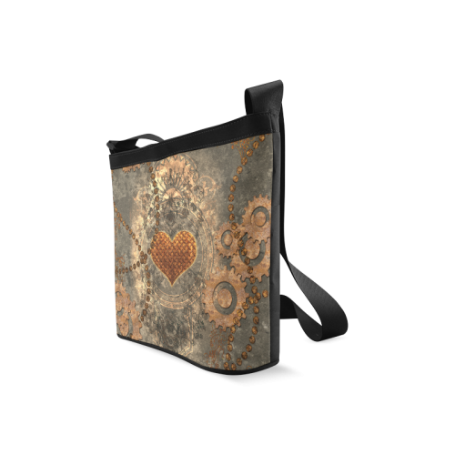Steampuink, rusty heart with clocks and gears Crossbody Bags (Model 1613)