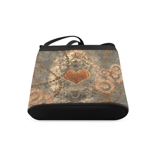 Steampuink, rusty heart with clocks and gears Crossbody Bags (Model 1613)