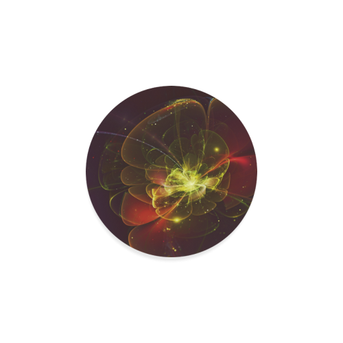 A  wonderful abstract fractal red yellow blossom Round Coaster